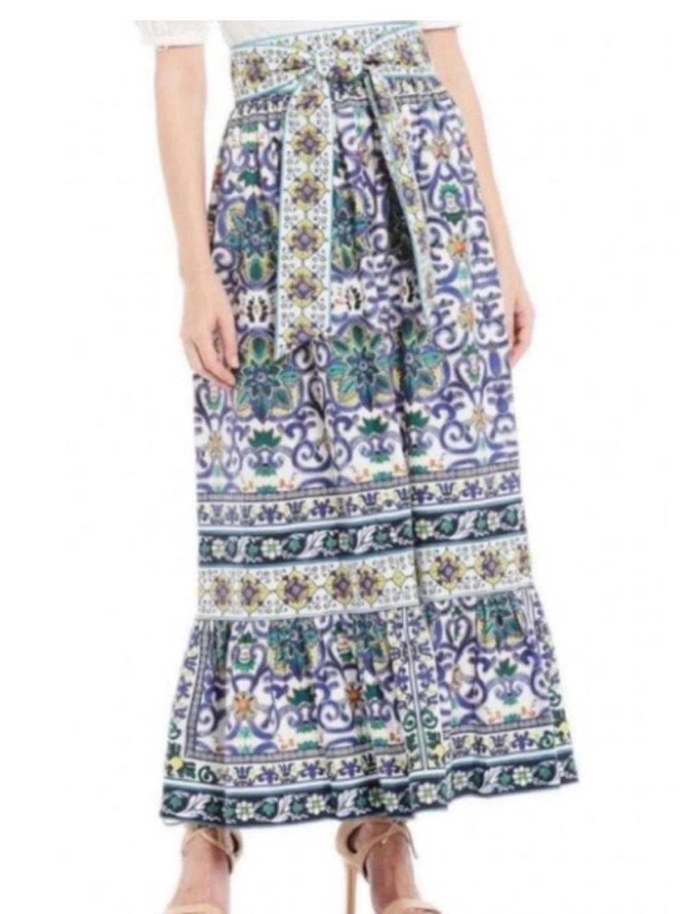 ANTONIO MELANI / Tegan Italian Tile Print Cotton Maxi skirt